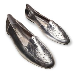 Silver leather loafers